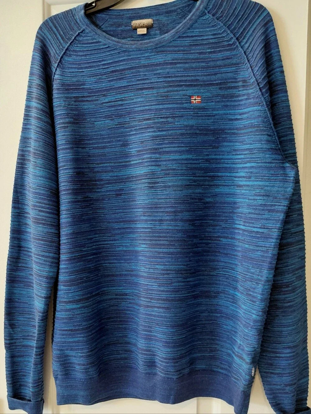 Napapijri Men's Blue Multi-Striped Crewneck Sweater
